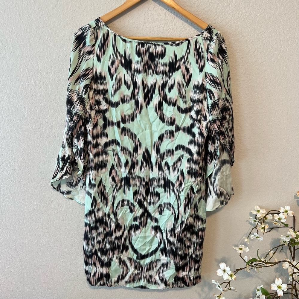 Milly Mint Black Pattern Silk Sheath Dress 2